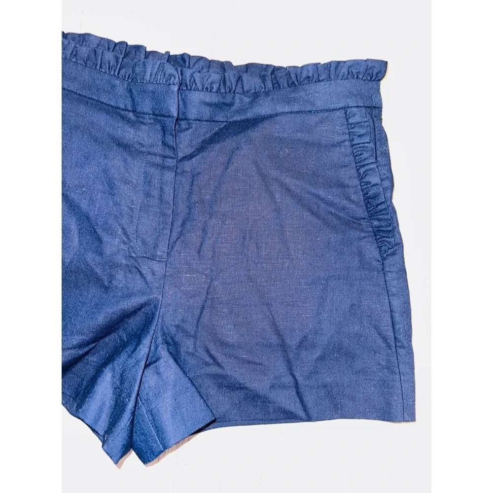 D4 J Crew Shorts Linen Navy‎ Blue Ruffle Size 6 Women's 3